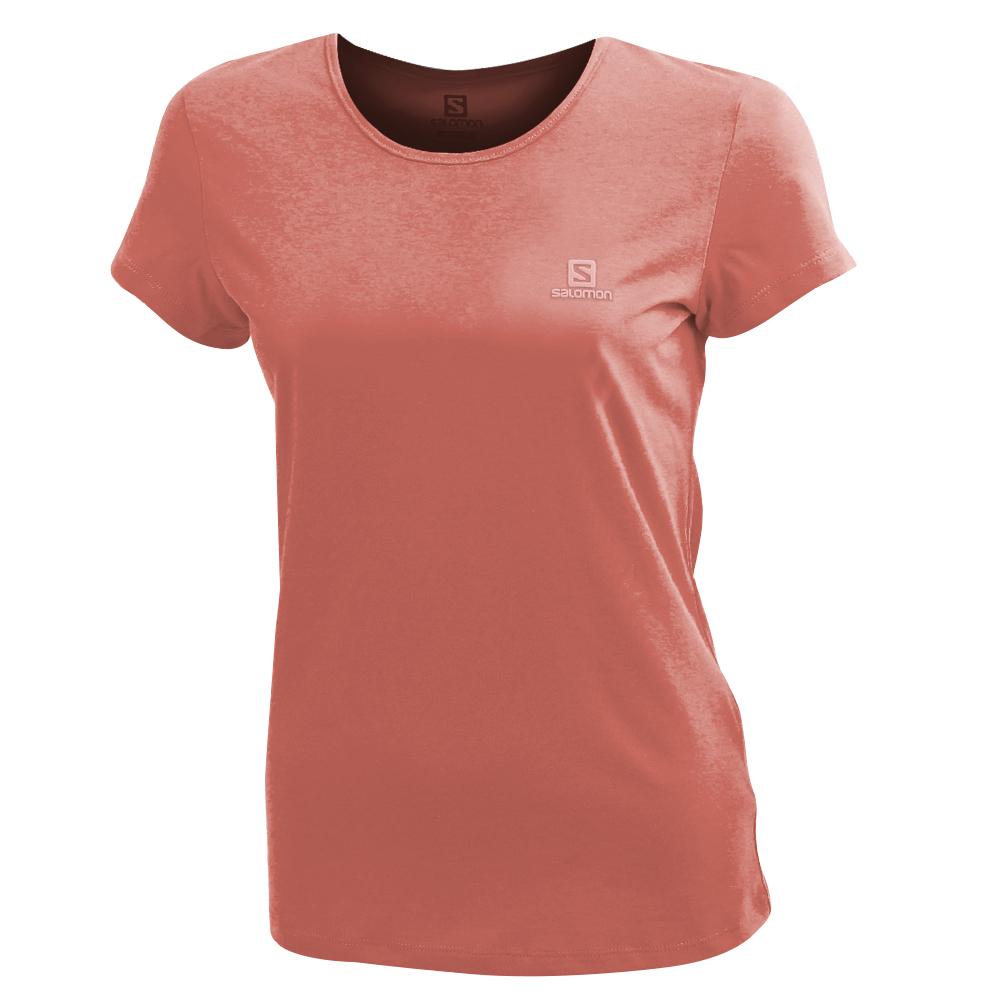 Salomon LOGO SS W Camisetas Mujer - Coral - Colombia (63758-XDVJ)